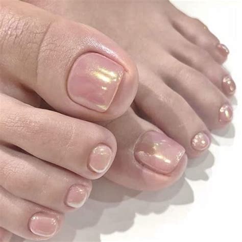 Heldig Glossy Pink Toenails Press On Nails Nude Square Pedicure Foot Fake Toe Nails Glitter