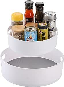 Lawei Pack Plastic Lazy Susan Turntable With Handle Spice Rack