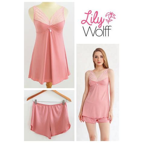Jual Baju Tidur Lingerie Sleepwear Wanita Renda Setelan Sexy Lace Kamisol Set Lily Wolff