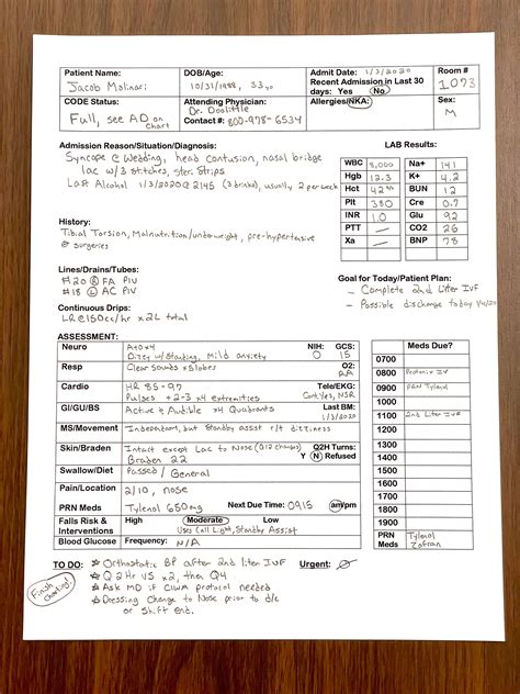 Nurse Report Sheet for Med-surg/tele/stepdown/pcu - Etsy