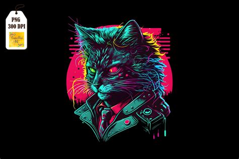 Synthwave Retro Gangster Cat By Mulew Art Thehungryjpeg