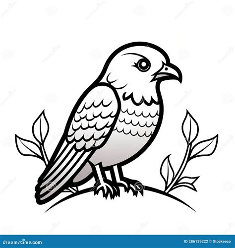 Cute Hawk Coloring Page For Kids Royalty Free Illustration