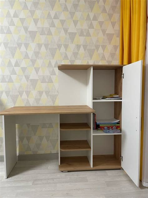 Стол компьютерный Лайт, 1420х356х1282, Белый/Дуб золотой (6981211 ...