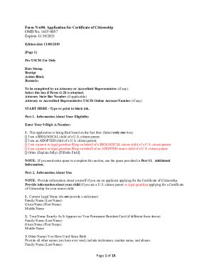 Fillable Online Form N Application For Certificate Of Citizenship
