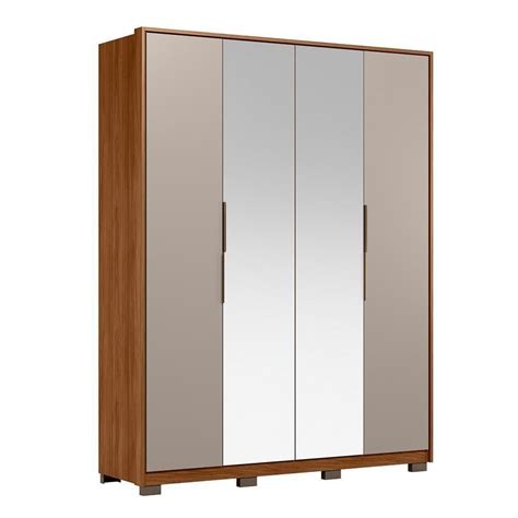 Guarda Roupa Casal Attore Portas Nogueira Nude Prime Tx Espelhos E P S Madeiramadeira