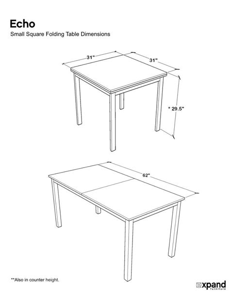 Echo Small Square Folding Kitchen Table Expand Furniture Folding