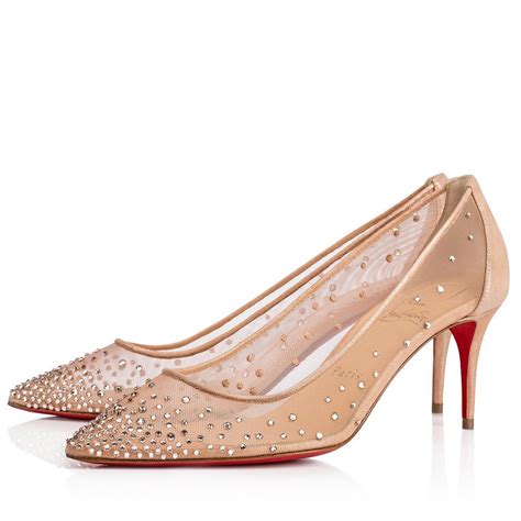 Replica Christian Louboutin Follies Strass Pumps Mm In Nude Mesh
