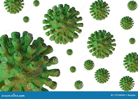 D Rendering Of Contagious Hiv Aids Flur Or Coronavirus Stock