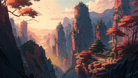 Hintergrundbilder Ai Art Illustration Berge China Zhangjiajie