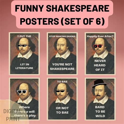 Funny Shakespeare English Poster Set Bundle Of 6 Funny English