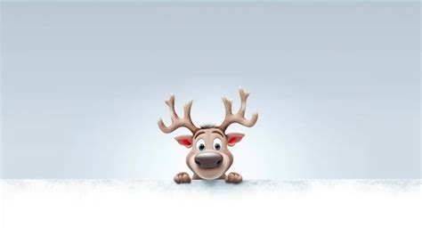 Premium Photo Funny Reindeer Peeking His Head Out From Behind A Snowy