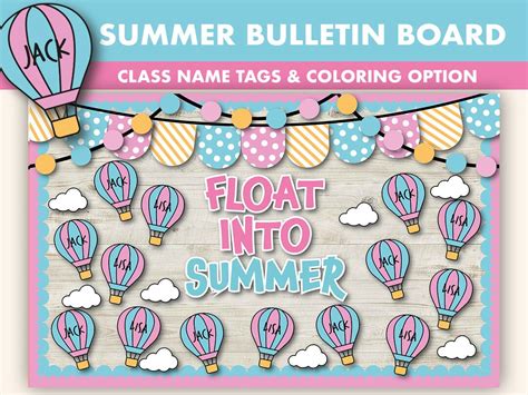 Hot Air Balloon Bulletin Board Kit Summer Bulletin Boards Digital April Bulletin Board Printable