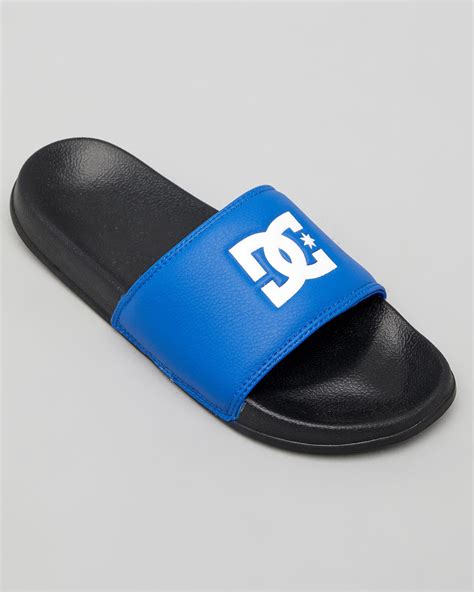 Shop Dc Shoes Boys Dc Slides In Blackbluewhite Fast Shipping