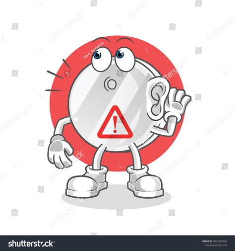 Warning Sign Eavesdropping Vector Cartoon Character Stock Vector ...