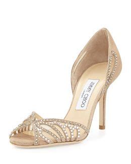 Kamba Crystal Suede DOrsay Sandal Nude Jimmy Choo At Neiman Marcus