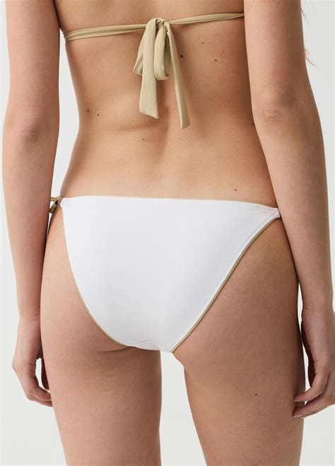 Woman S Optical White Bikini Briefs With Contrasting Ties Ovs