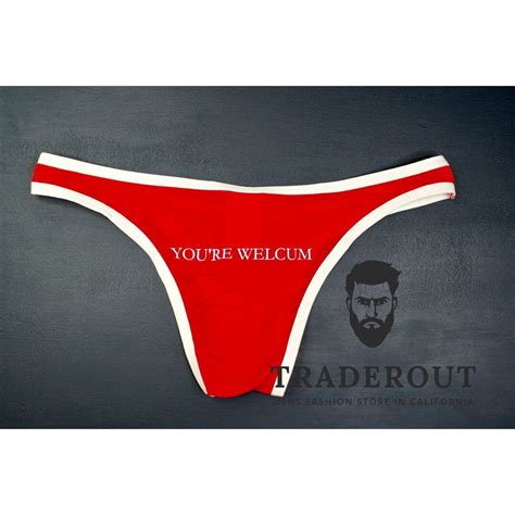 H E Arts You Re Welcum Logo Custom Print Mens Red Contrast Cheeky Bikini Underwear Etsy