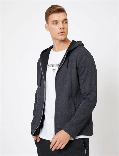 Koton Charcoal Textured Full Zip Hoodie – Taelor.Style