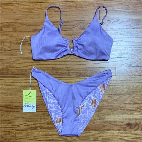 Maaji Swim Maaji Swimsuit Lavender Bikini Set Reversible Bathing Suit W U Wire Bralette