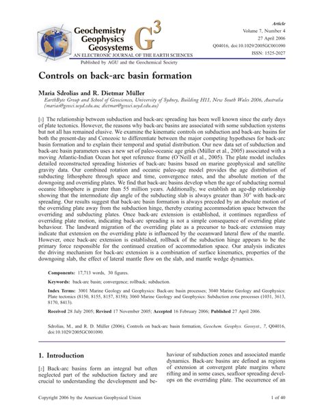 (PDF) Controls on back-arc formation