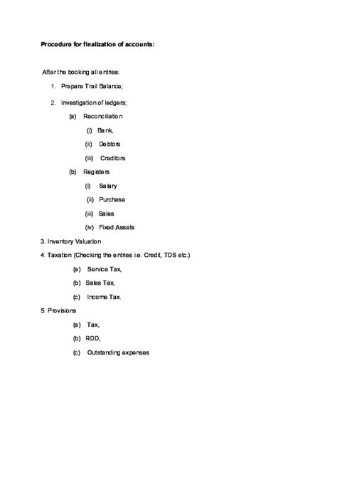 Doc Procedure For Finalization Of Accounts Sudheesh Chetty