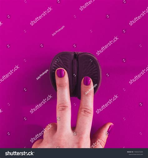Vagina Symbol Two Fingers On Chocolate ภาพสตอก Shutterstock