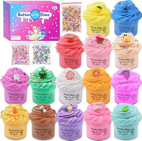 15 Pack Butter Slime Kit With Blue Stitch Pink Unicorn Yellow Pineapple