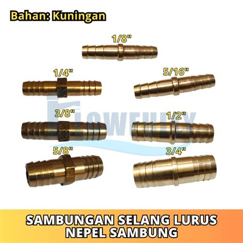 Jual Nepel Sambung Inch Kuningan Sambungan Selang Lurus Konektor