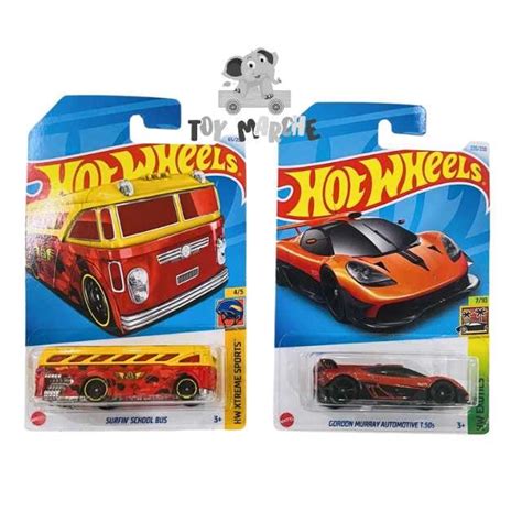 Hot Wheels HW Extreme Sports Surfin School Bus And HW Exotics Gordon Murray Automotive T 50s