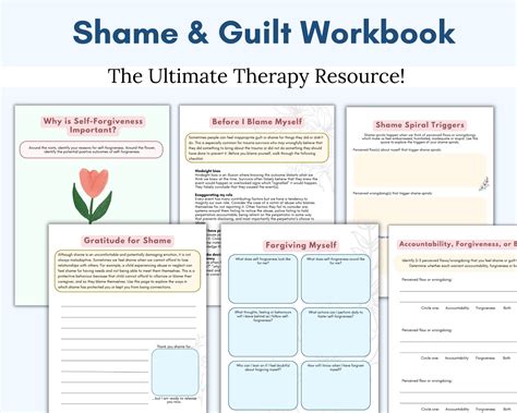 Shame Workbook, Shame Worksheets, Shame Spiral, Guilt Worksheet