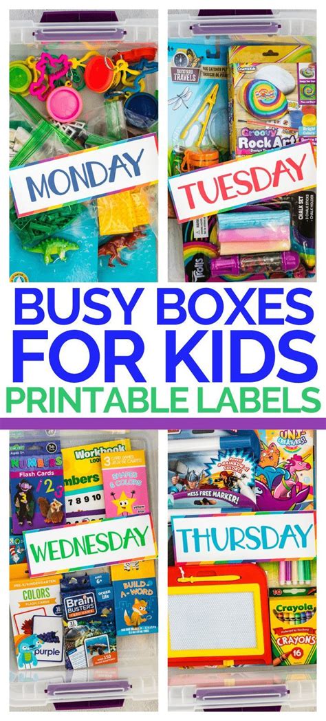 How To Make Busy Boxes For Kids Free Printable Labels Busy Boxes