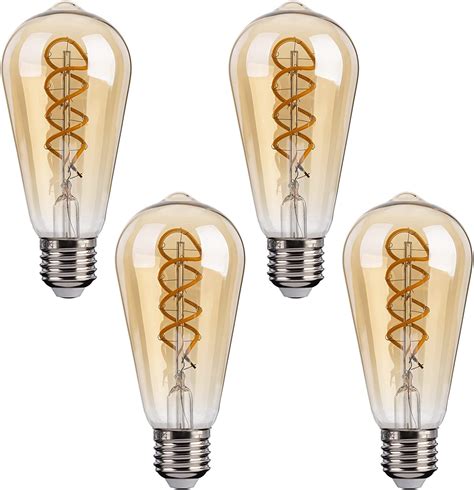 Flsnt E27 Led Warmweiss Ersetzt 40w St58 Retro Led Spiral Filament