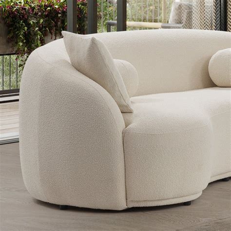 Bonita Sofa Ivory Boucle Round Sofa Mid Century Modern Furniture