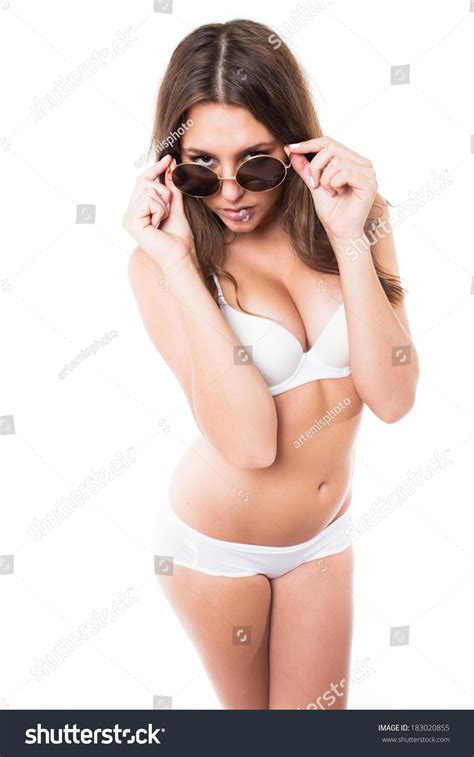 Sexy Woman White Lingerie Sunglasses Stock Photo Edit Now