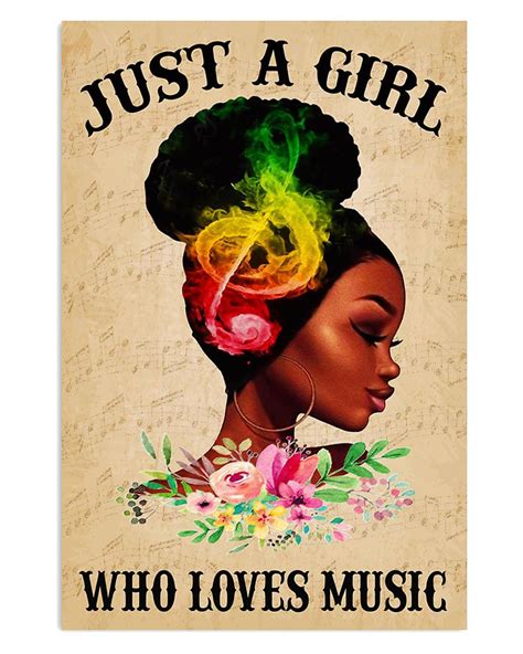 African American Afro Juneteenth Day Girl Loves Music Poster - TeeUni