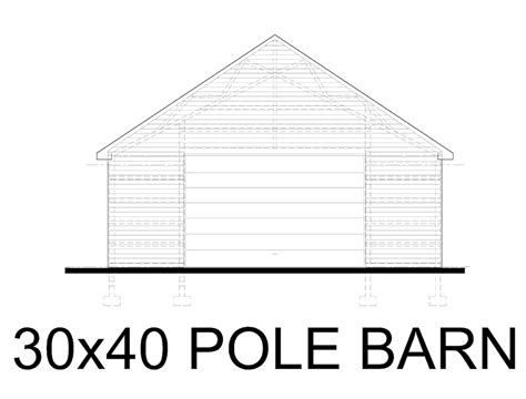 30x40 Pole Barn Plans Architectural Blueprints Vaulted Ceilings For Car Lift Etsy