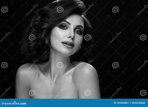 Sensual Model With Perfect Skin And Naked Shoulders Stock Image Image Of Passion Studio