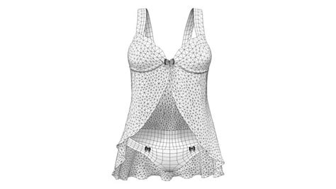 Babydoll Lingerie Camisole And Underwear Set D Turbosquid