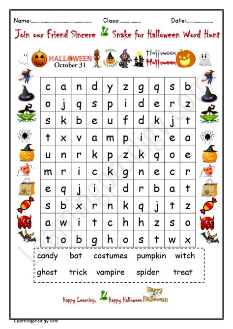 Free Printable Halloween Word Hunt Worksheet With Answer With Pictures
