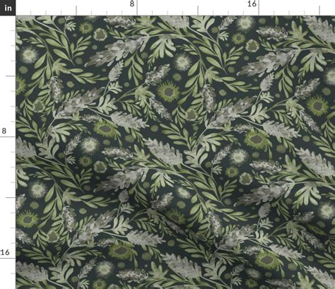 Dark green floral pattern Fabric | Spoonflower