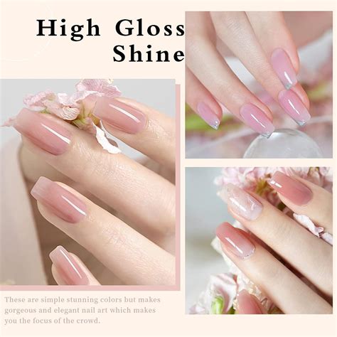 OPUIU 24 PCS Jelly Nude Pink Gel Nail Polish Kit Natural Neutral Korean Glitter Set With Base