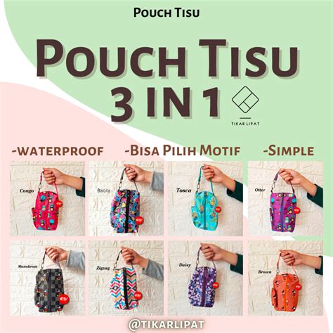 Jual Pouch Tissue In Motif Polos Ripstop Kanvas Dompet Tisu Basah