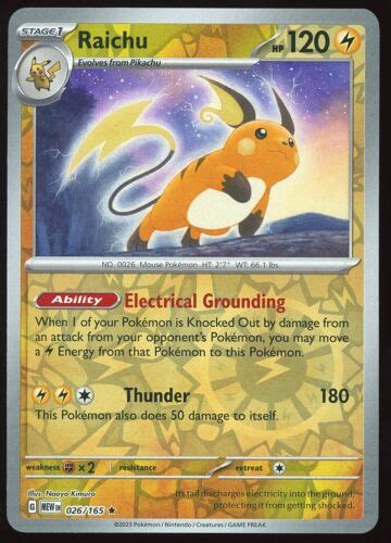 Reverse Holo Raichu Pok Mon Nm Pok Mon Tcg Ebay