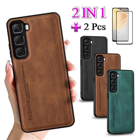 Jual Dalam Casing Infinix Hot G Kotak Kulit Minimalis Dengan Film Keramik Layar