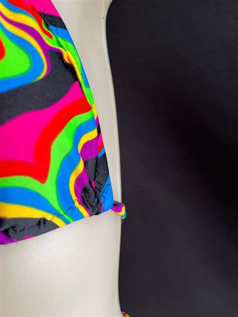 Colorful S S High Cut Thong Bikini Set Etsy