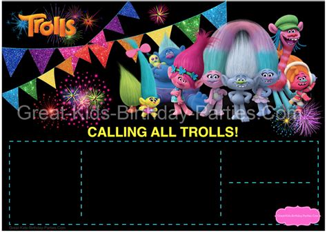 Blank Trolls Invitation Template Free