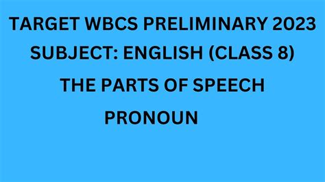 English Class Pronoun Wbcs Preli Wbpsc Food Si Youtube