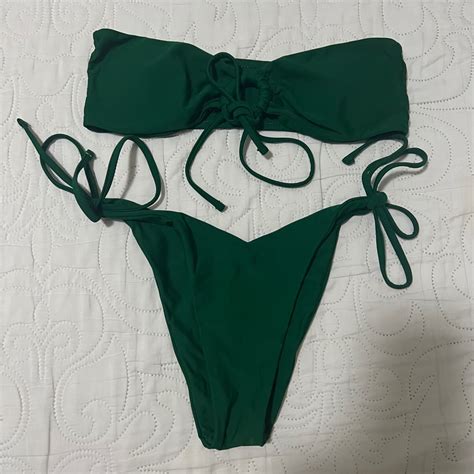 DARK GREEN BANDEU BIKINI On Carousell