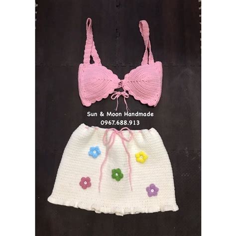 Có Sẵn set bikini len móc cho nữ kèm feedback của khách nhận làm