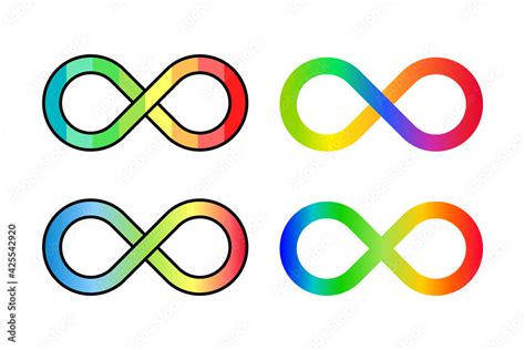 Infinity Loop Rainbow Icon Set Neurodiversity Concept Autism